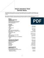 Clinical Laboratory Tests Ranges