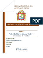 Informe de Laboratorio Física 2 Velocidad Del Sonido