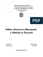 Politica Nacional de Alimentacion y Nutricion