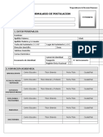 Formulario de Postulacion: 1. Datos Personales