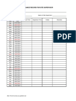 Attendance Record For Site Supervisor