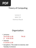 Theory of Computing: MAS 714 Hartmut Klauck