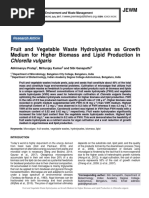 Fruit and Vegetable Waste Hydrolysates As Growth Medium For Higher Biomass and Lipid Production in Chlorella Vulgaris