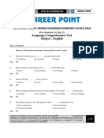 Career Point: National Talent Search Examination (First Level) 2015 Language Comprehensive Test Subject: English