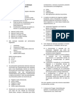 Exercícios de Protozoários e Doenças Causadas Por Protozoários