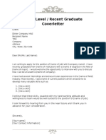 Entry-Level / Recent Graduate Coverletter