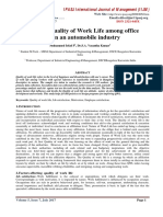 A Study of Quality of Work Life Among Office Staff in An Automobile Industry