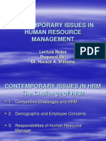 Contemporary Issues in Human Resource Management: Lecture Notes Prepared By: Dr. Horace A. Williams