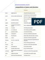 Sentences With Prepositions of Place and Direction