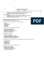 Prueba Parcial - (III° MEDIO) Género Lírico CLAVES