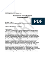 Management Research Project Project Proposal: Project Title: - Area of The Project