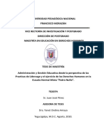 Administracion y Gestion Educativa Desde La Perspectiva de Las Practicas de Liderazgo y El Ejercicio de Los Derechos Humanos en La Escuela Nomal Mixta Pedro Nufio PDF