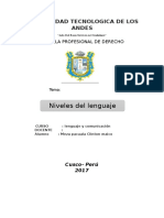 Monografia N.del Lenguaje NIVELES DEL LENGUAJE