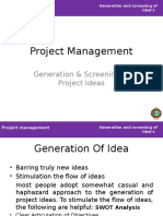 Project Management: Generation & Screening of Project Ideas