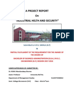 A Project Report On "Industrial Helth and Security": Submitted To H.P.U. SHIMLA (H.P) IN