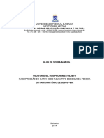 Uso Variável Dos Pronomes-Objeto Na Expressão Do Dativo e Do Acusativo de Segunda Pessoa em Santo Antônio de Jesus - Ba