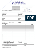 Carrier University Literature Order Form: Check Enclosed Visa Mastercard Amex