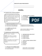 Examen Sexto Grado Primer Bimestre