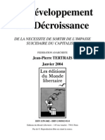 Du Développement À La Décroissance - Jean-Pierre Tertrais