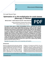 Optimization of in Vitro Multiplication For Exotic Banana (Musa SPP.) in Pakistan