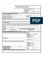 Nonconformity Report (NCR) : (Attach Separate Sheet, As Needed.)