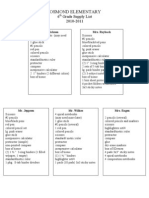 Osmond Elementary: 6 Grade Supply List 2010-2011