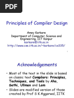 Principles of Compiler Design: Amey Karkare Department of Computer Science and Engineering, IIT Kanpur