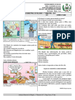 Avaliação Bimestral de Religião - 8º Ano - Diego - Abril - 2017