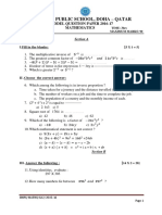 Bhavans Public School, Doha - Qatar: Model Question Paper 2016-17 Mathematics