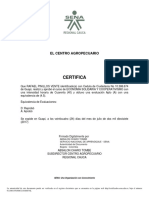 Certifica: El Centro Agropecuario