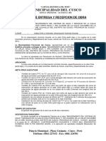 Acta de Entrega de Obra - Calle Chile Colombia - Saneamiento