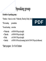 Speaking Group Schedule