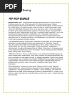 Hip-Hop Dance: Define The Following