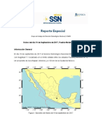 Reporte Especial Grupo de Trabajo Del Servicio Sismológico Nacional, UNAM. Sismo Del Día 19 de Septiembre de 2017, Puebla-Morelos (M 7.1)