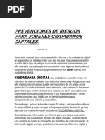 Prevenciones de Riesgos para Jobenes Ciudadanos Dijitales