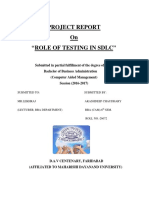 Project Report On "Role of Testing in SDLC"