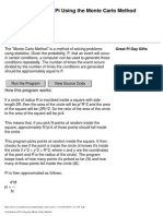 Calculation of Pi Using The Monte Carlo Method