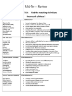 Mid-Term Review: MIX & MATCH: Find The Matching Definitions Know Each of These !