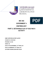 Exp 4 Enzymology Part 2 Determination of Enzyme's Activity