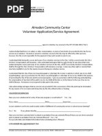 Almaden Community Center Volunteer Application Service Agreement Form