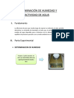 Determinacion de Humedad y Actividad de Agua