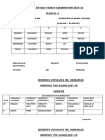 Datesheet of Half Yearly Examination 2017-18 Class-Iii-V