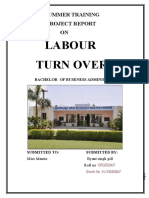 Labour Turn Over: Summer Training Project Report ON