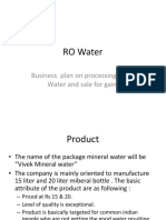 Water: Business Plan On Processing of RO Water and Sale For Gain