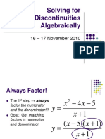 Solving For Discontinuities Algebraically