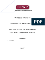 Alimentación Del Niño en El Segundo Trimestre