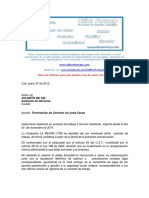 Formato Carta Terminación de Contrato de Trabajo A Termino Indefinido