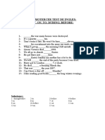 Vigesimotercer Test de Ingles: In, At, On, To, During, Before