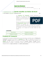 Problema de Transporte Resuelto Con Solver de Excel