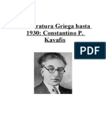 Literatura Griega Moderna. Constantin Kavafis